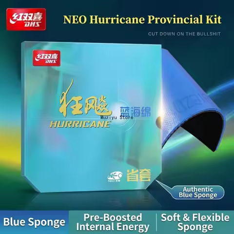 DHS Hurricane 3 NEO Provincial Orange Sponge Hurricane 3 NEO Provincial Blue Sponge Table Tennis Rub