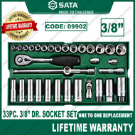 SATA 33Pc. 3/8" Dr. Socket Set 3/8" Metric Deep Socket Socket Bit Set Ratchet Socket Set Tray Set 09