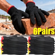 6/3Pairs Thickened Nylon Work Gloves - Breathable Comfortable Warm Gloves - Anti Slip Abrasion Glove