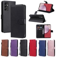 Solid Color Simple Leather Case for Samsung Galaxy S23 Plus A14 A13 5G A04S A71 A51 A31 M40S Flip Cover With Card Holder Phone Case
