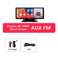 Seicane 4K 10.26 นิ้วรถ Carplay Dash Cam DVR Android Auto WiFi FM กล้องมองหลังสนับสนุนเลนส์คู่ H.265