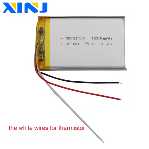 3.7V 1200mAh 4.44Wh Li-Polymer Thermistor 3-Wires Rechageable Li Lipo Battery 503759 For GPS Bluetoo