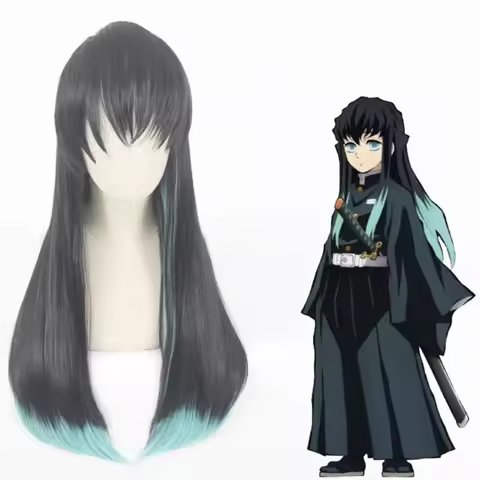 Anime Demon Slayer: Kimetsu No Yaiba Cosplay Tokitou Muichirou Role Playing Wigs Halloween Cosplay W