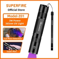 SUPERFIRE Z01 3W 365nm UV Flashlight EDC Torch Mini Lantern Ultra Violet Light For Pet Urine Stains 