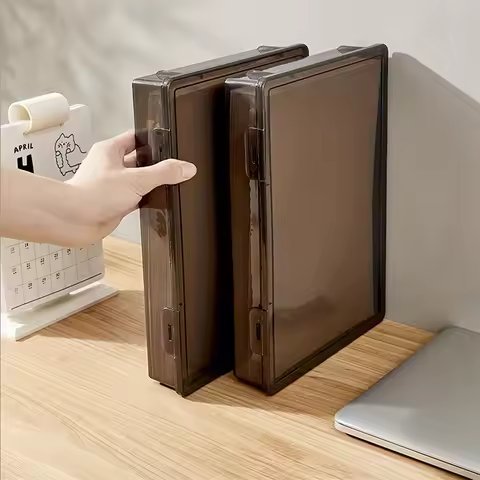 Black Transparent A4 Desktop Document Organizer Multi-purpose Paper Certificate Storage Container