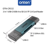 ONTEN USB 2 in 1 SD2.0 /TF2.0 Card Reader Host connection: USB-C and USB A