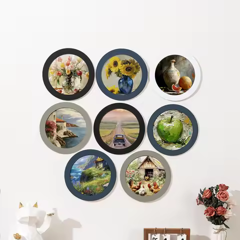 5pcs round cardstock picture frame combination photo wall mounting - paper cutting, photo exhibition