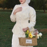 Hi, Bonie Suzy Korean Cotton Blouse Long Sleeve Slim Waist