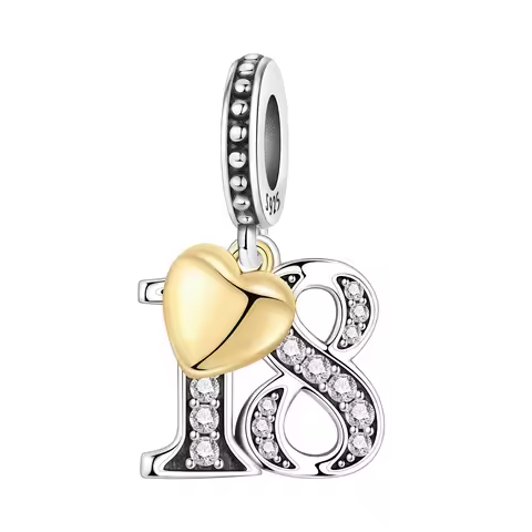 15th 16 18 20 21st Anniversary Birthday Wedding S925 Sterling Silver Charm Bead Pendant Fit Bracelet