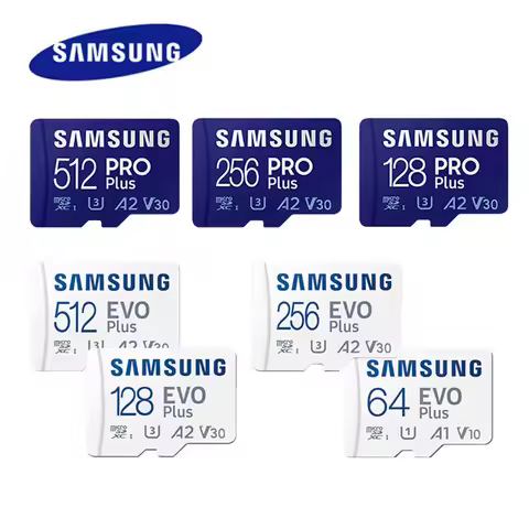 SAMSUNG EVO/PRO Plus Memory Card 64G A1 Micro SD Card 128G 256G 512G U3 A2 V30 Drive Recorder Monito