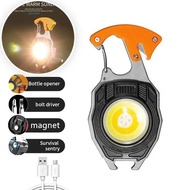 High Power Portable Mini LED COB Keychain Flashlight Rechargeable Portable Camping Keychain Work Lig