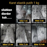 1kg white elastic rubber, size 1cm, 2cm, 2.5cm, 3cm, 3.5cm