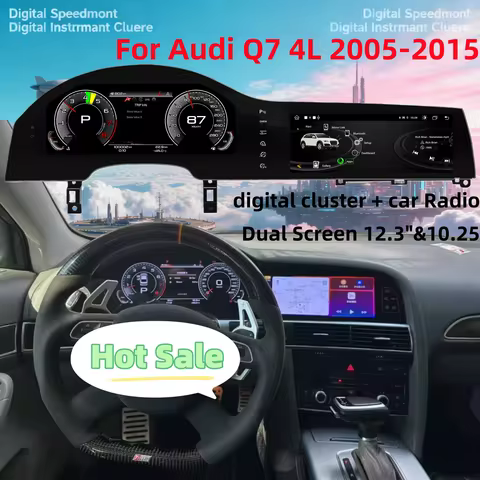 Android 14 For Audi Q7 4L 2005-2015 Car Dashboard Digital Instrument Speedometer Dual Screen Car Rad