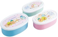 日本製角落生物儲物盒午餐盒Ag+ 抗菌 角落小夥伴食物儲存盒飯盒便當盒 Sumikko Gurashi 3件套重疊大,中,小 Oval 平行進口