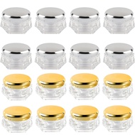 5gm Empty Diamond Shape Double-Walled Cosmetic Jars Cream Container with Gold/Silver Screw Lid for T