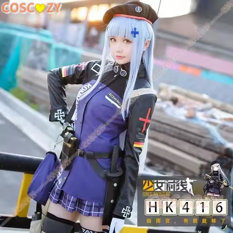 Game Girls' Frontline Hk416 Cosplay Costume Clothes Wig and Bag Set Halloween Carnival Outfit for Wo