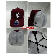 TOPI NEW YORK (NY) MAROON JARING PUTIH BREATHABLE CAP SULAM NEW YORK LIMITED EDITION