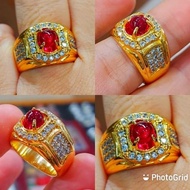 MERAH Siem Mustika Centipede Red Crystal Stone Ring For Men