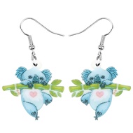 Acrylic Charm Cute Cartoon Bamboo Australian Koala Earrings Drop Dangle Jewelry Natural Decoration f