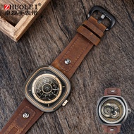 For Seven On Fray Q2/03/M2/M021 T2 Genuine Leather Watchb Vintage Style Diesel Large Size Metal Riveted Watch Men Strap 28M