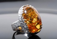 蜂蜜的光芒 手工琥珀闪耀戒指波罗的海琥珀戒指独无二的琥