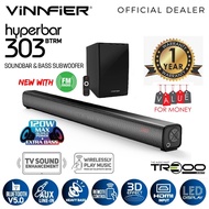 Vinnfier Hyperbar 303 BTRM Wireless Bluetooth v5.0 2.1-Channel Soundbar with FM Radio & Subwoofer (H