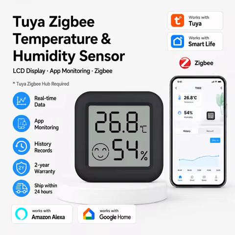Tuya Zigbee Temperature & Humidity Sensor Smart Life APP Remote Monitor for Smart Home Alexa Google 
