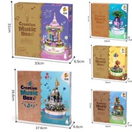 Rotating music box lego building blocks