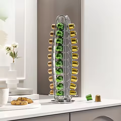 Can Hold 40 Pieces Coffee Pod Rotatable Storage Holder Stable Durable Coffee Capsule Storage Bracket