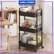Trolley READY STOCK 3 Tier Multifunction Storage Rack Office Shelves Home Kitchen Rack With Plastic Wheel