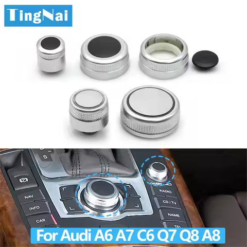 Car Audio Volume Radio Knob Multimedia Navigation Adjustment Control Switch Knob For Audi A6 A7 C6 C