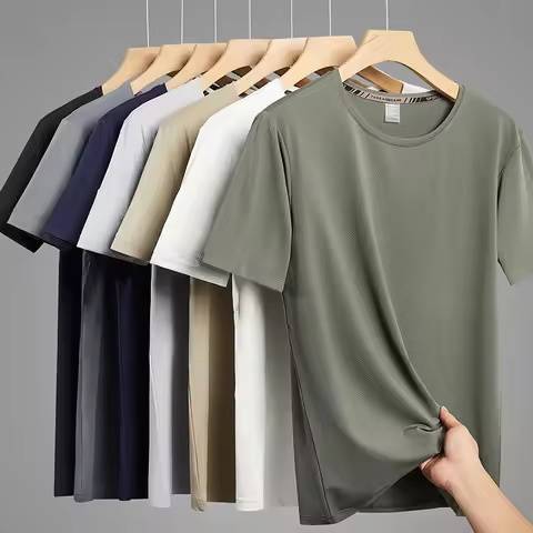 Quick Dry Sport Fashion T Shirt Men'S 2024 Short Sleeves Summer Casual Black Green OverSize 6XL 7XL 