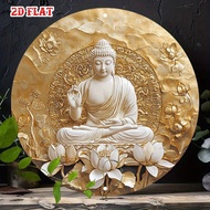 Vintage 2D Tin Sign Lotus Sitting Pattern Wall Art Exquisite Frame Decor for Tea House Balcony 7.8x7