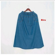 rok A jeans wanita rok jeans wanita panjang model A all size