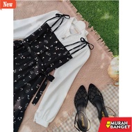 Dress trendy KOREAN dress HAGIA FLORAL dress with front zipper