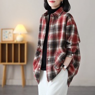 ศิลปะ ขนาดใหญ่ ลายสก็อต เสื้อเชิ้ตแขนยาว แจ๊กเก็ตสั้น หลากหลาย ผู้หญิง Upper Body Clothing Brand Dis