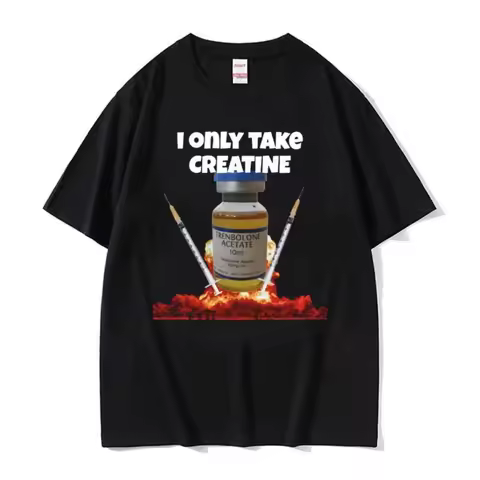 Take Creatine Funny Gym Meme Pattern Summer Casual Loose Short Sleeve T-shirt