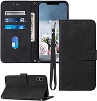 Moment Dextrad Compatible for iPhone X Case Wallet/iPhone Xs Wallet Case,for iPhone 10 Case,[Kickstand][Wrist Strap][Card Holder Slots] TPU Interior Protective PU Leather Folio Flip Cover (Black)