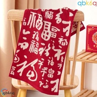 QBK6Q Bath Face Towel, Soft Texture Red Color Wedding Red Towel, Fu Character 34*74 Cm Heart Absorbe