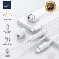 Genuine WiWU EB318 Stereo Wired Headphones with Type C Port - Hi-Fi Strong Bass, HD Mic for Calling