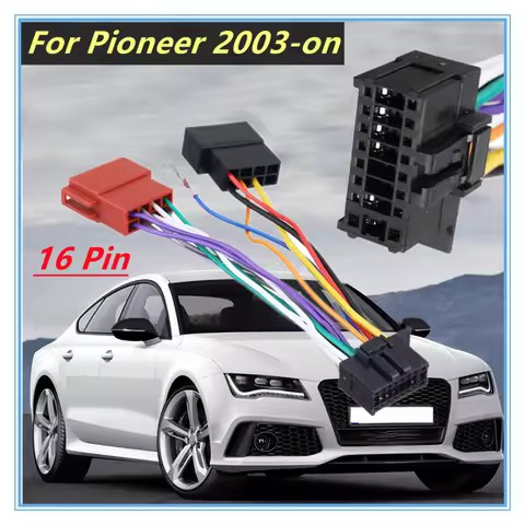Car CD Player Tail Line Cable Car Stereo Wiring Harness ISO Radio Player Audio Connector Cable 16Pin