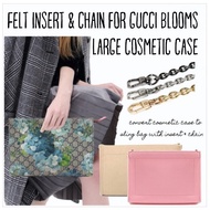 GUCCI COSMETIC CASE Felt Insert Chain Sling Leather Strap Convert to Sling shoulder bag