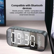 Digital Alarm Clock Mirror Surface Speaker Electronic Clock with Large Display Screen FM Radio for Bedroom Office