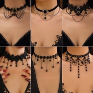 Punk Lace Collar Retro choker Black Gothic Lolita Water Drop Tassel Necklace DD13