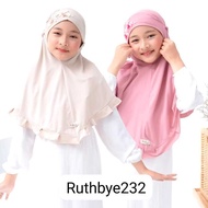 Children's Flower Bergo Hijab | Premium Jersey Children's Instant Hijab | Children's Hijab Tudung Bu