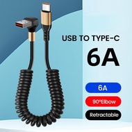 Twitch 90 Degree Elbow Type C Spring Cable 6A Fast Charging Type C to Type C Cable For Mobile Phone 