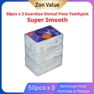 50pcs x 3 Guardian Dental Floss Toothpick Super Smooth Removes Food Particles & Plaque