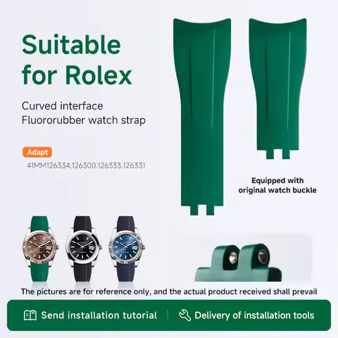 21mm FKM Fluorine Rubber Watchband For Rolex Strap Oyster Perpetual Datejust 41mm Wristband Slider B