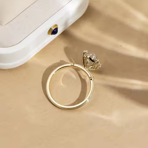 18K Solid Gold With 5ct F VVS2 Oval Cut Lab Grown Diamonds Engagement Ring