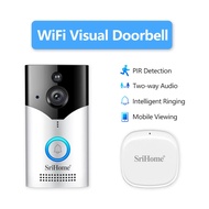 (4MP) SriHome Doorbell CCTV WiFi 2K Camera Wireless Video Recorder PIR + Door Bell Chimes + Battery 